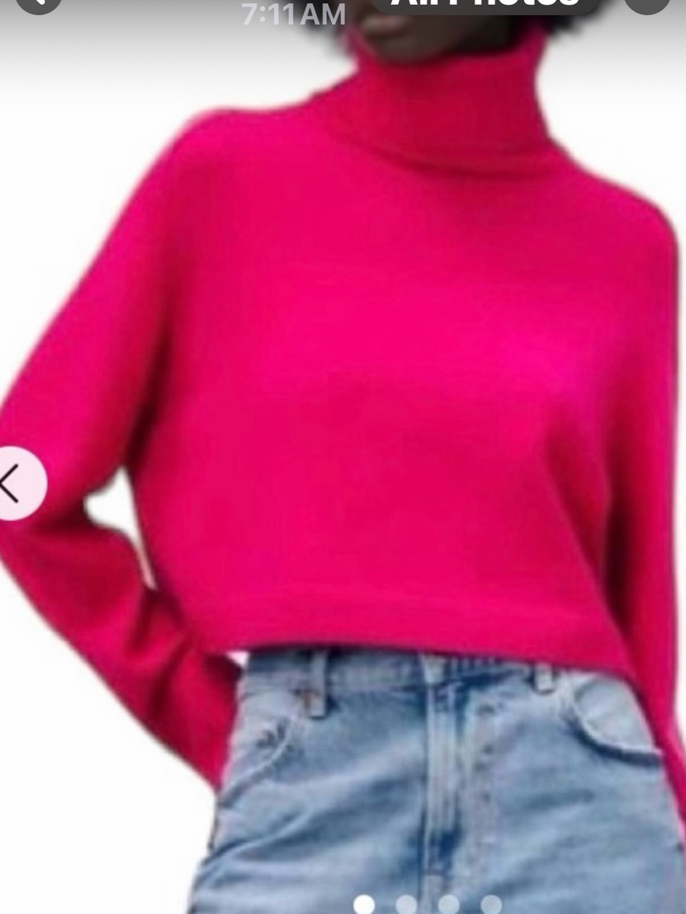 Zara Bright Fuchsia Cropped Mockneck Sweater - Size small